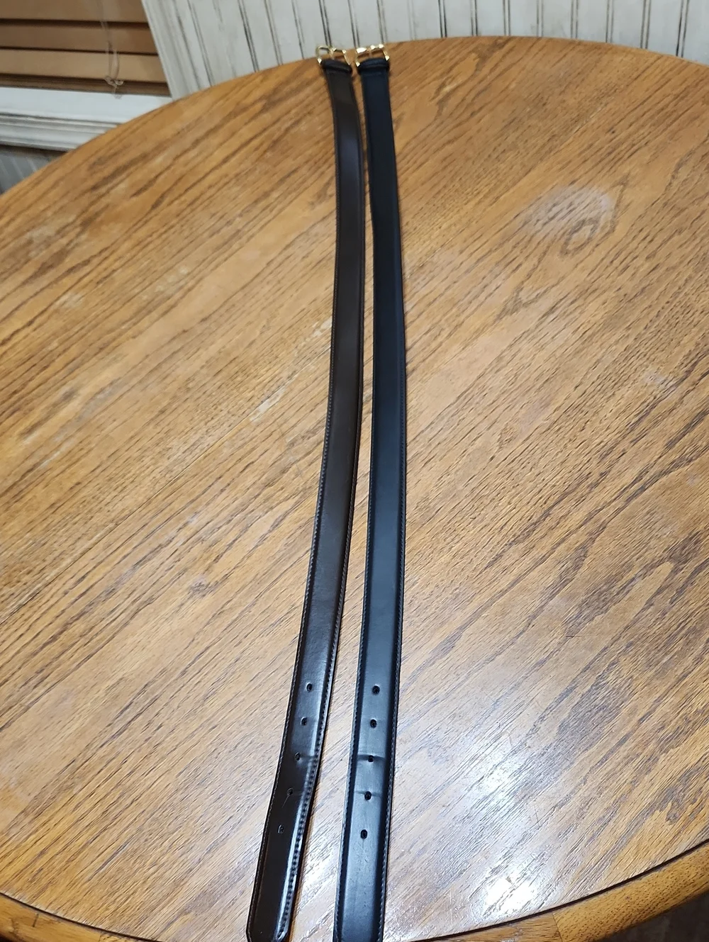 2 Genuine Leather Belts Straps Black and Dark Brown Size 34